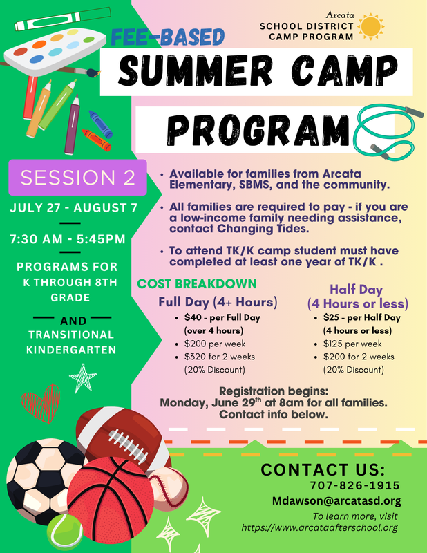 Flyer for Summer Camp Session 2 starting July 27, 2026