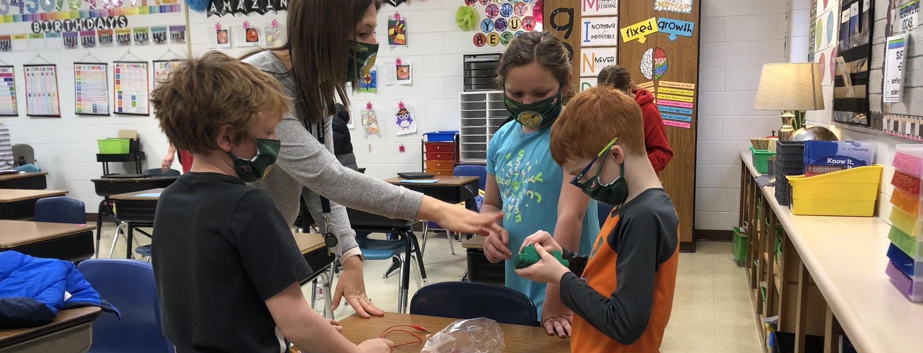 working in science class