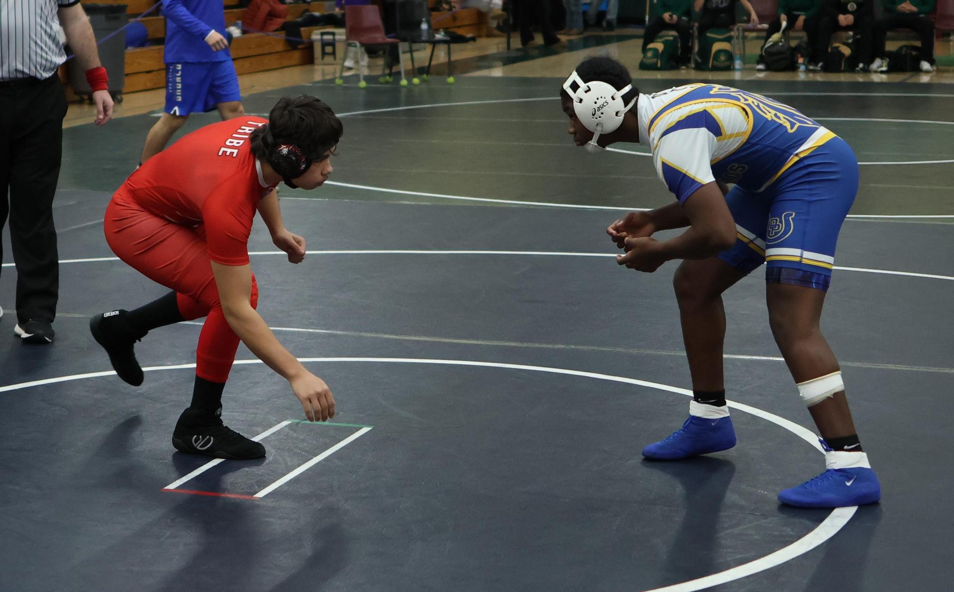 Boys wrestling in the Liberty Duals event 81