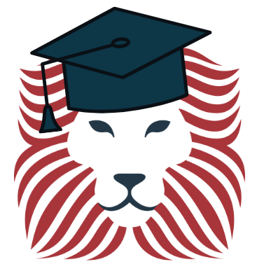 Lion logo with commencement cap