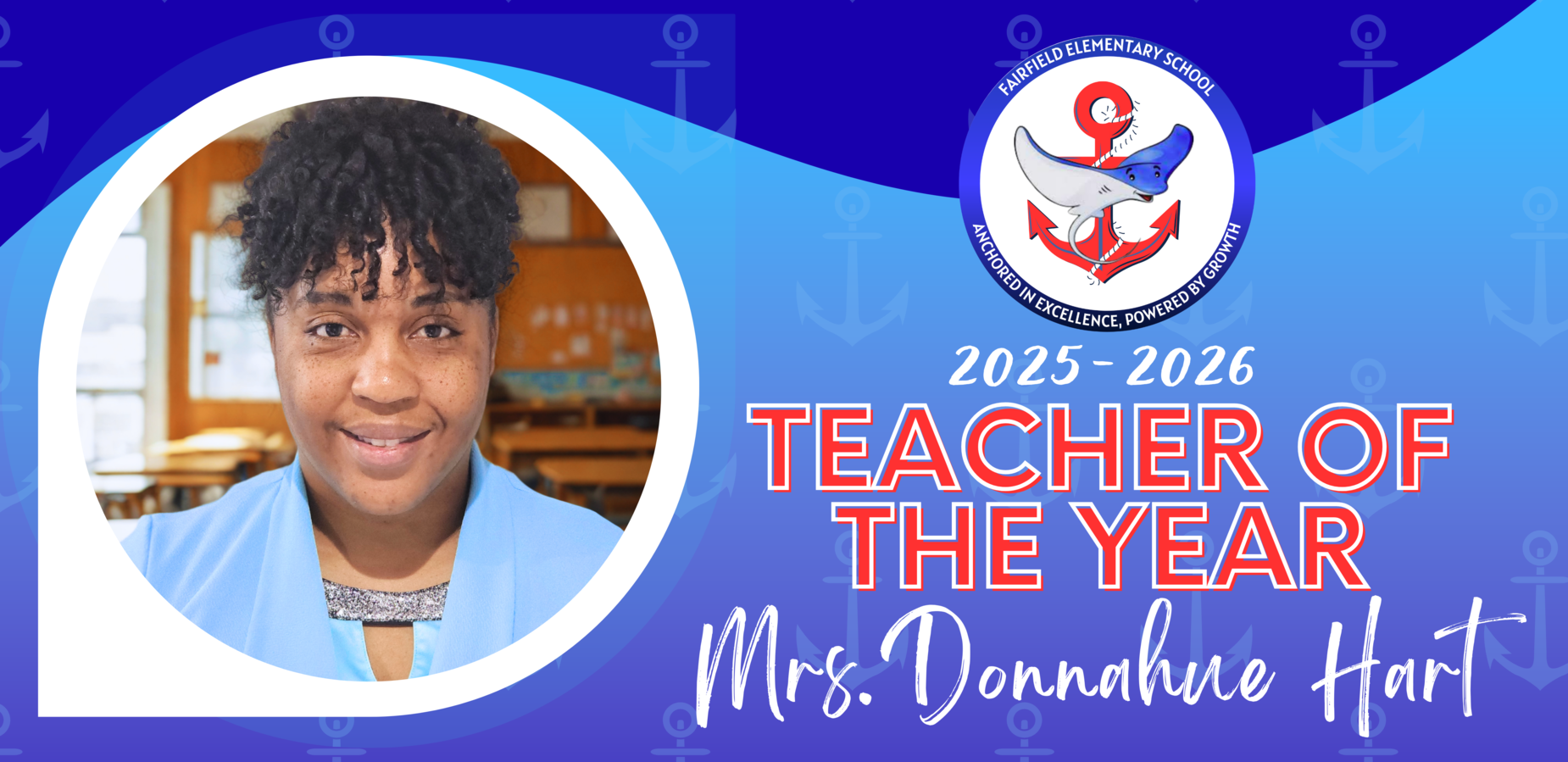 Teacher of the year header Mrs.Hart