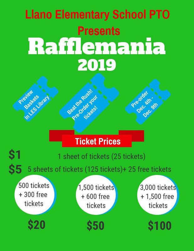 Rafflemania at Llano Elementary School! 12-10-19 5:30-7:00 Featured Photo