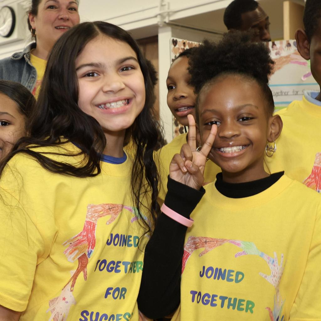 Students taking class picture