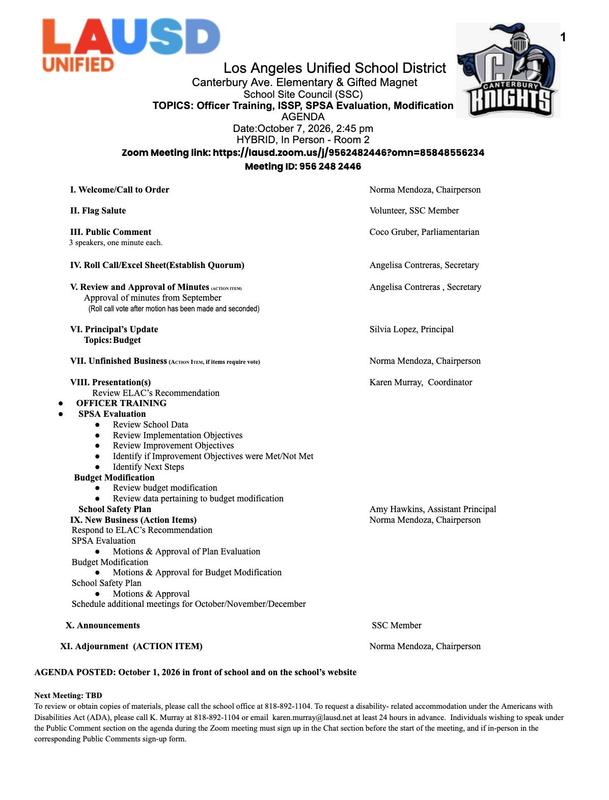 School Site Council (SSC)