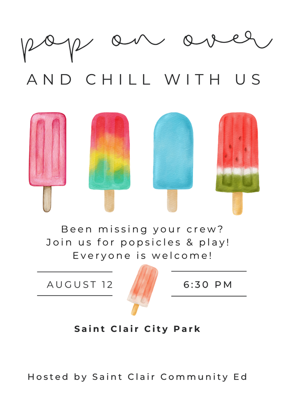 Flyer regarding popsicle and play event
