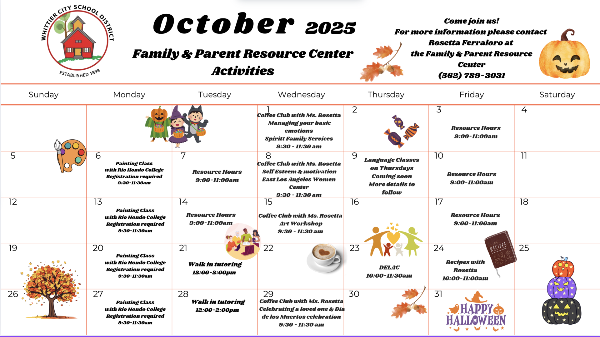 october calendar of events spanish