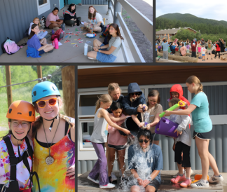 Stone Canyon Camp with students making crafts and playing with water