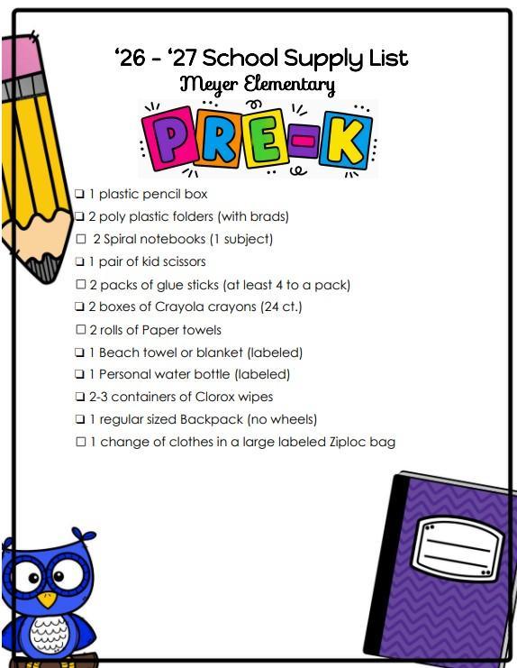 PreK Supplies