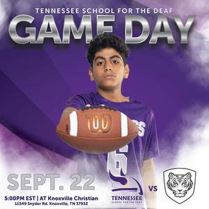 Flyer for Flag Football against Tate's School on Monday, September 22, 2025 at Knoxville Christian