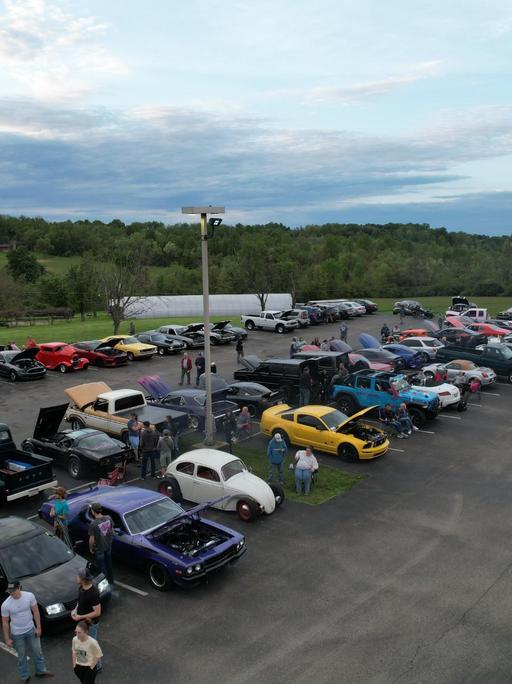 Aerial photo of car show