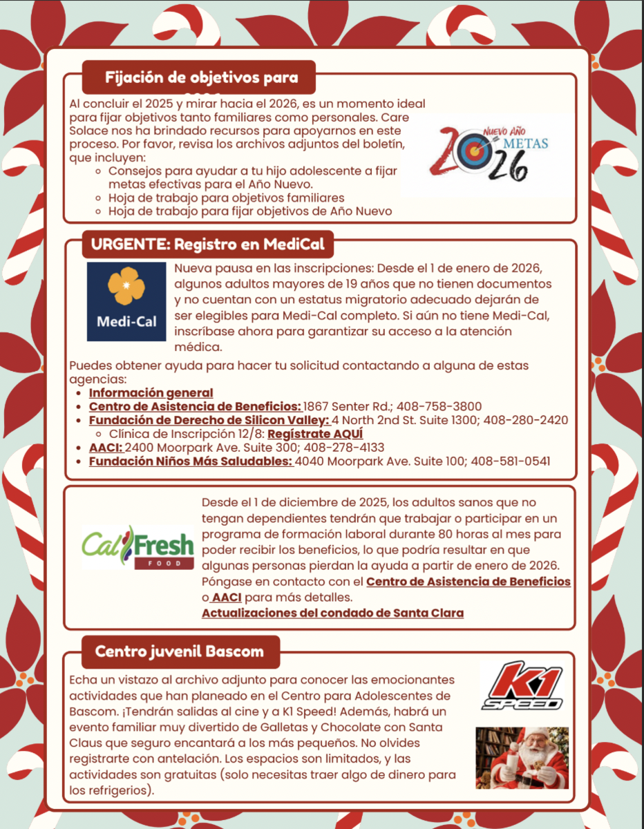 Establecimiento de objetivos para 2026, atención médica, Calfresh y Teen Bascom Center