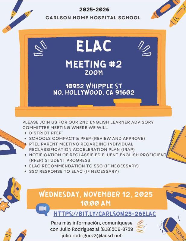 ELAC #2 meeting english flyer