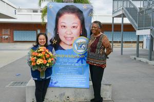 Rebecca Chai poses with her mentor, Victoria Workman, a 30-year Walnut Valley USD retiree, during the celebration.