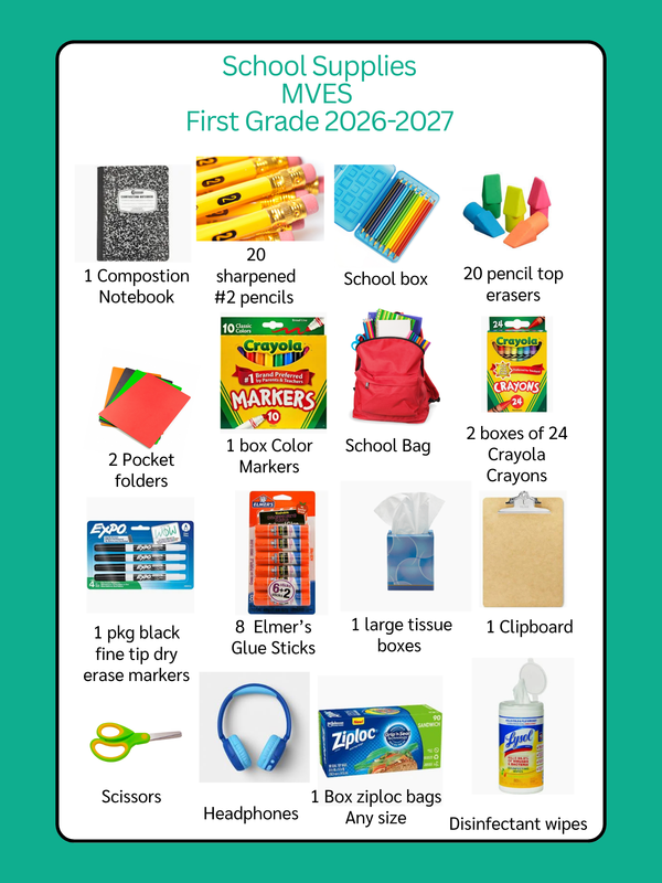 First Grade School Supplies