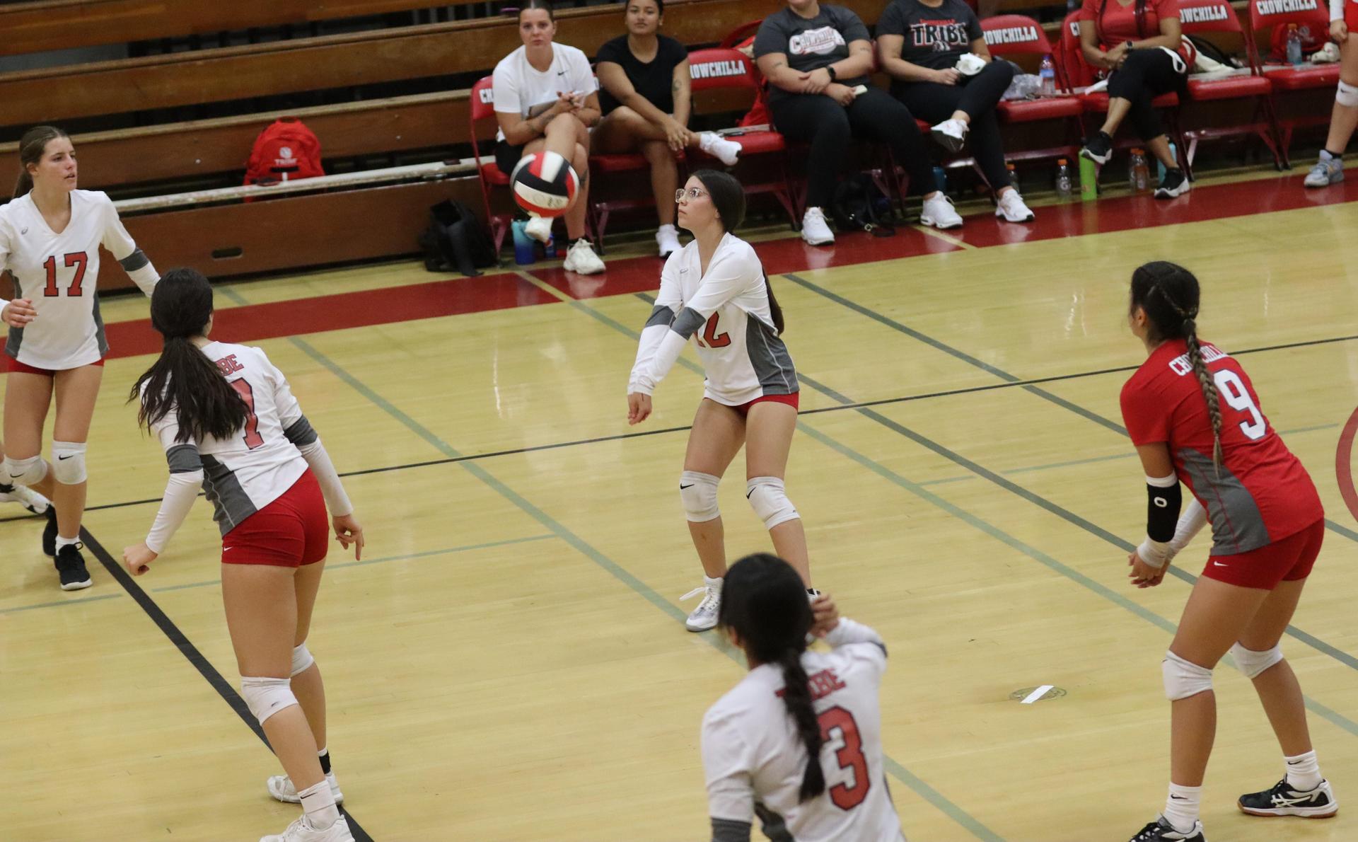 junior varsity girls playing volleyball against Mendota