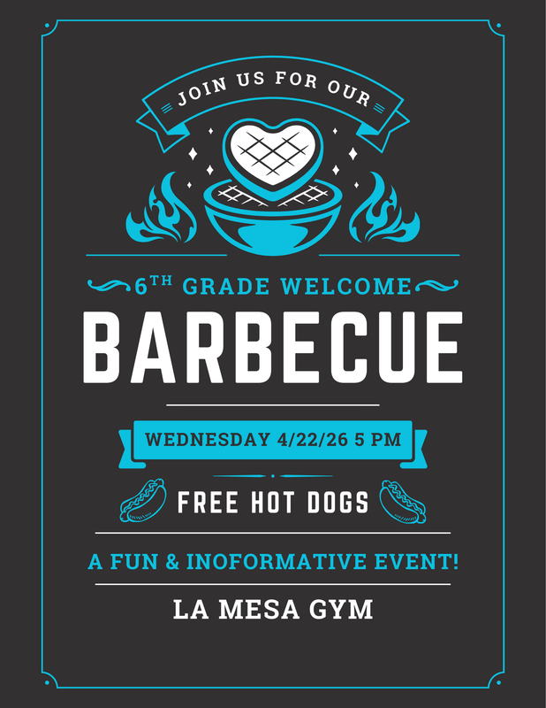 Info about the BBQ: a fun & informative event; free hot dogs; Wed 4/22/26 at 5 pm at the LM Gym