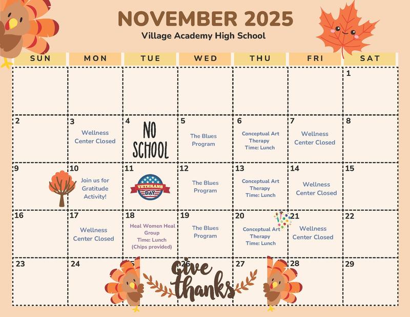 Nov. 2025 Wellness Center Calendar