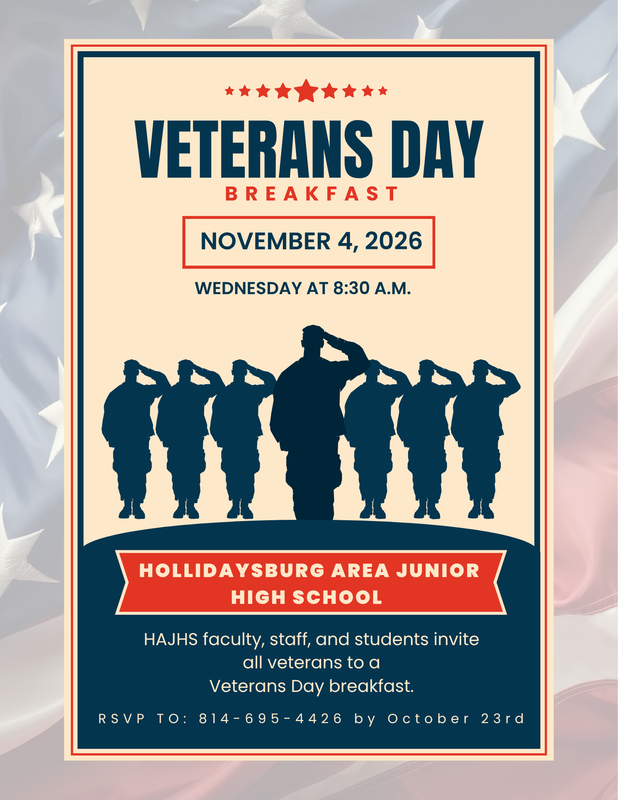 veterans day breakfast information - JH cafeteria - 11-4-26 at 8:30am