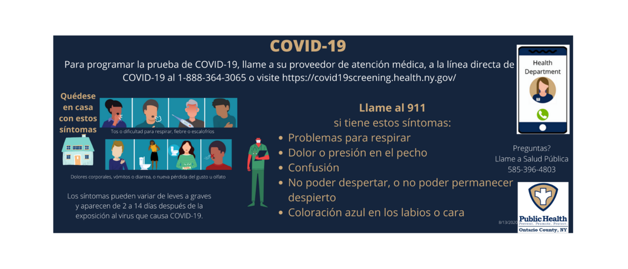 covid symptoms poster in Spanish