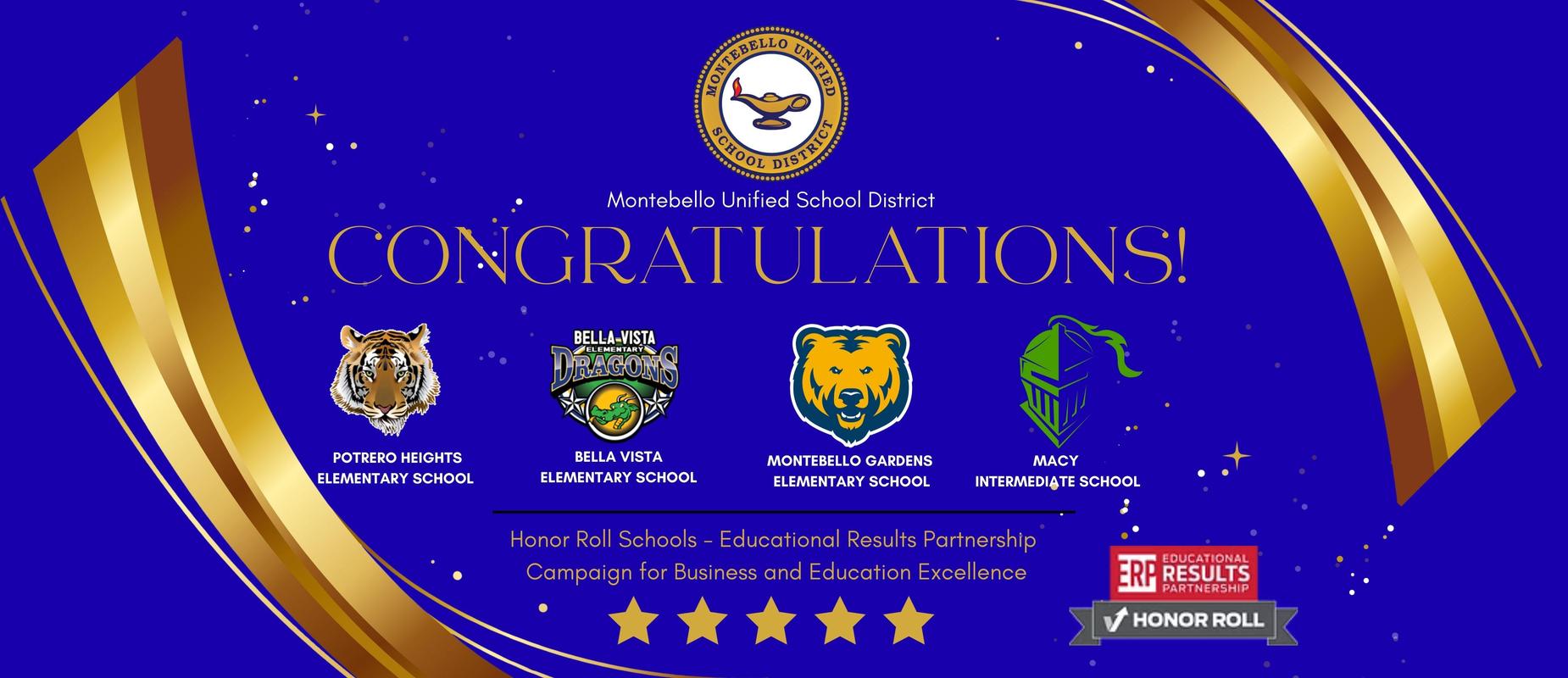 Congratulations graphic for honor roll schools
