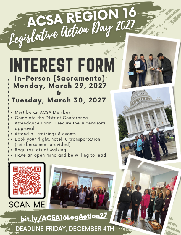 ACSA Region 16 Legislative Action Day 2027 Flier