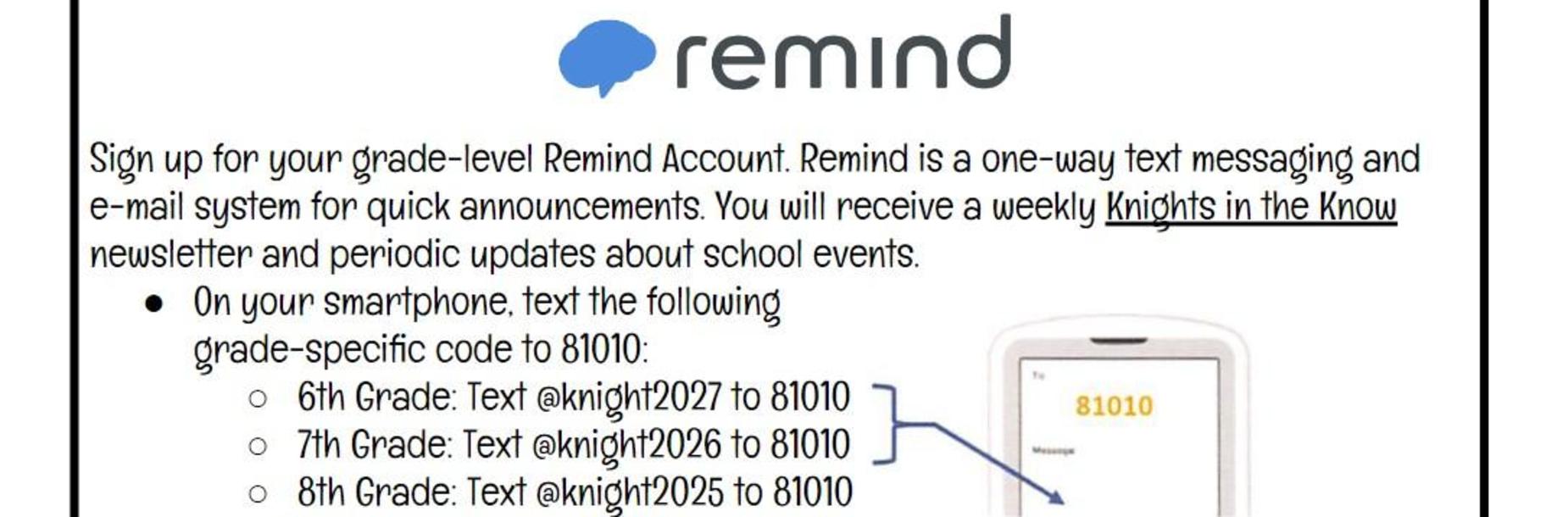 evans middle school remind
