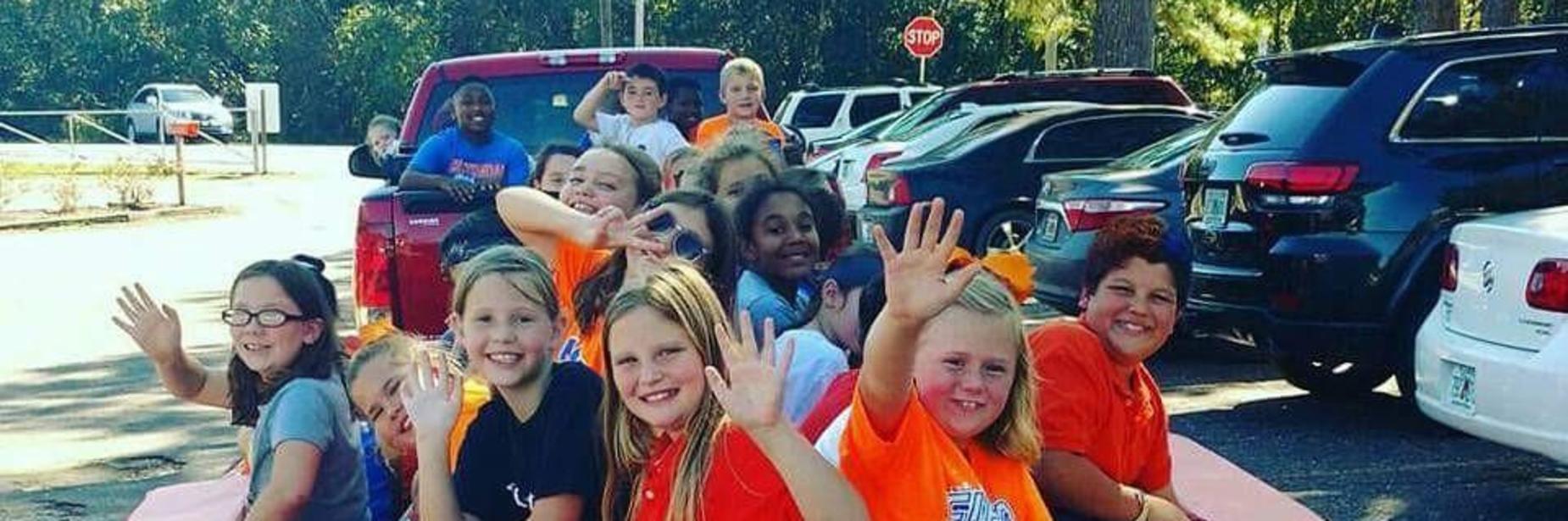 CES Students riding in parade
