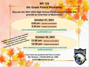 8th grade parent meeting October 27 and October 30