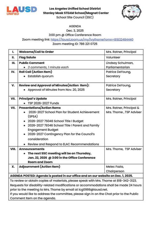 Dec SSC English Agenda