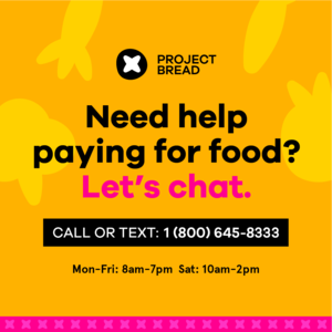 Project Bread contact info repeated from post.