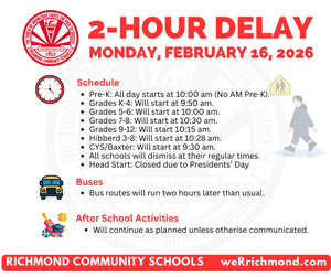 2-Hour Delay  Monday, February 16, 2026