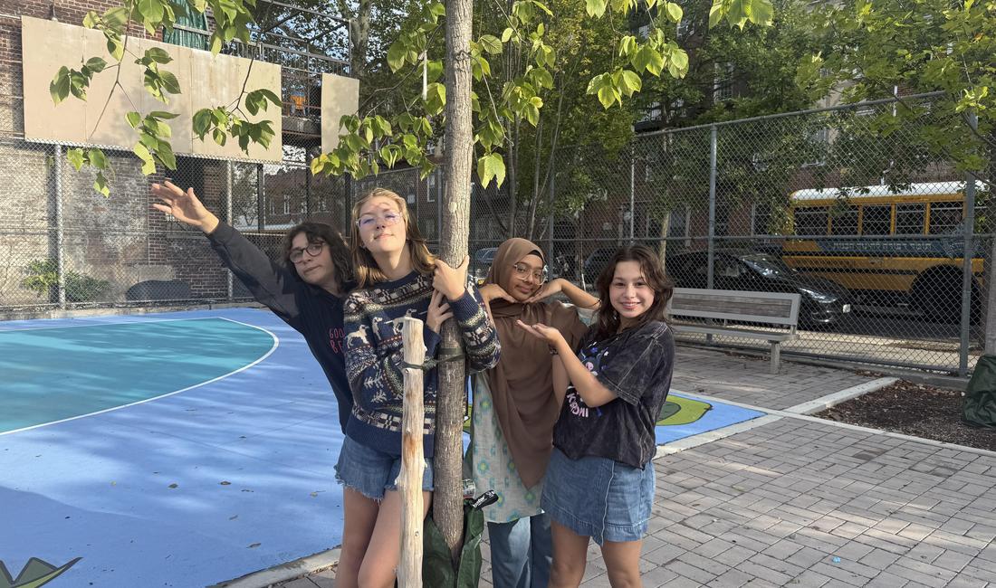 Middle Schoolers in the schoolyard