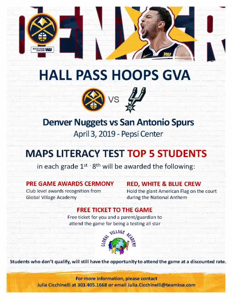 Denver Nuggets flyer for April 3 game