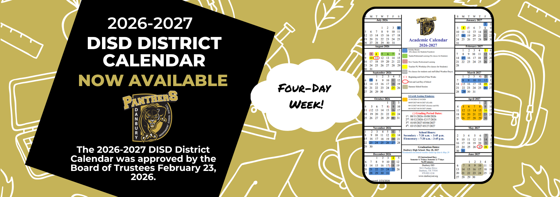 2026-2027 DISD Calendar Now Available