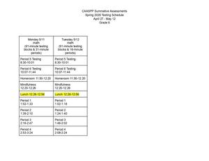 CASSPP Schedule