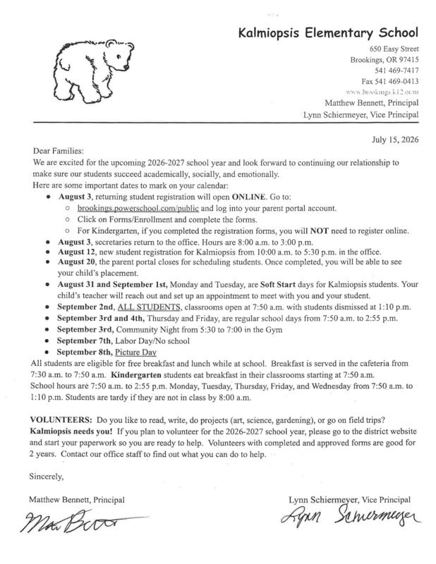 welcome letter