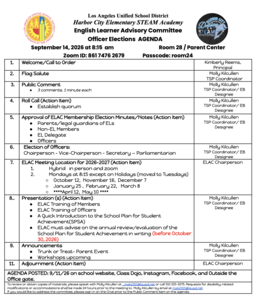ELAC Officer Elections Agenda