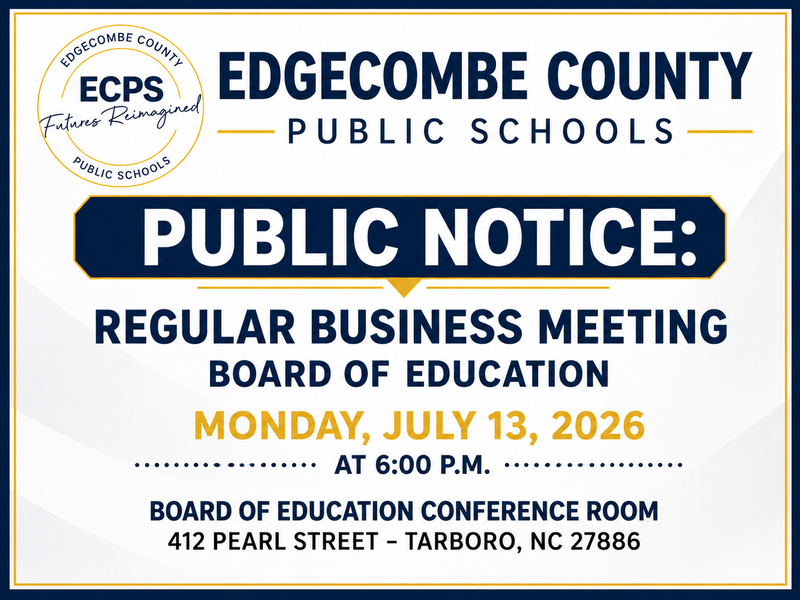 REGULAR BUSINESS MEETING 7/13/2026 @6PM