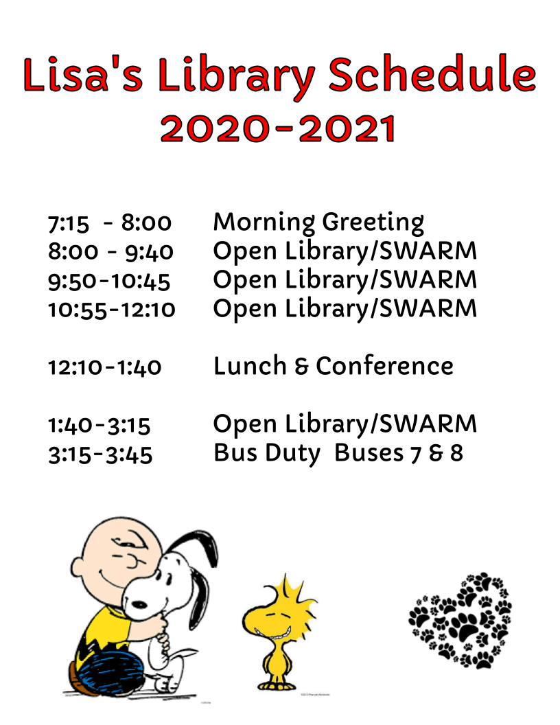 Library Schedule Library Pages Hook Elementary School