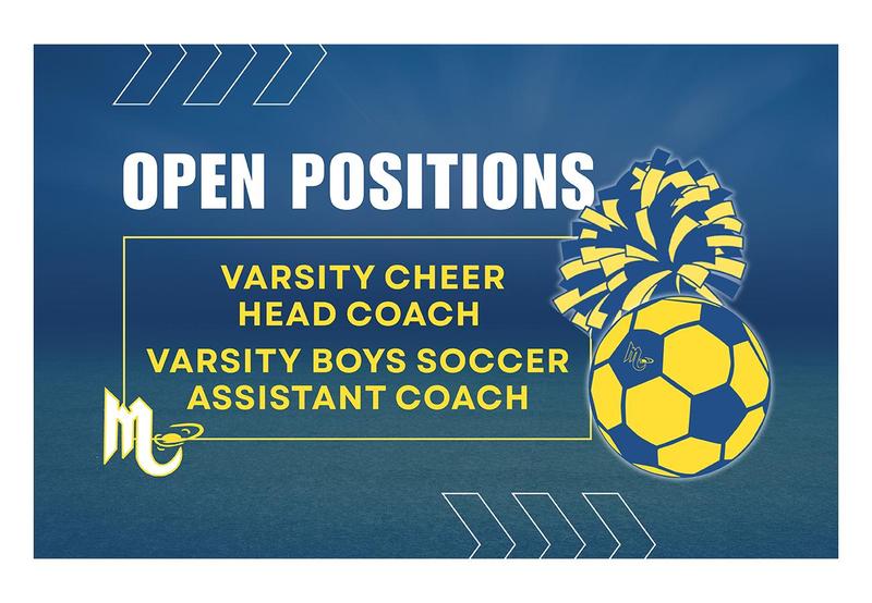 Announcement of open coaching positions for soccer and cheer.