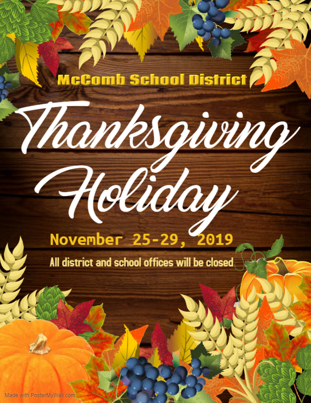 McComb School District Thanksgiving Holiday Break 2019