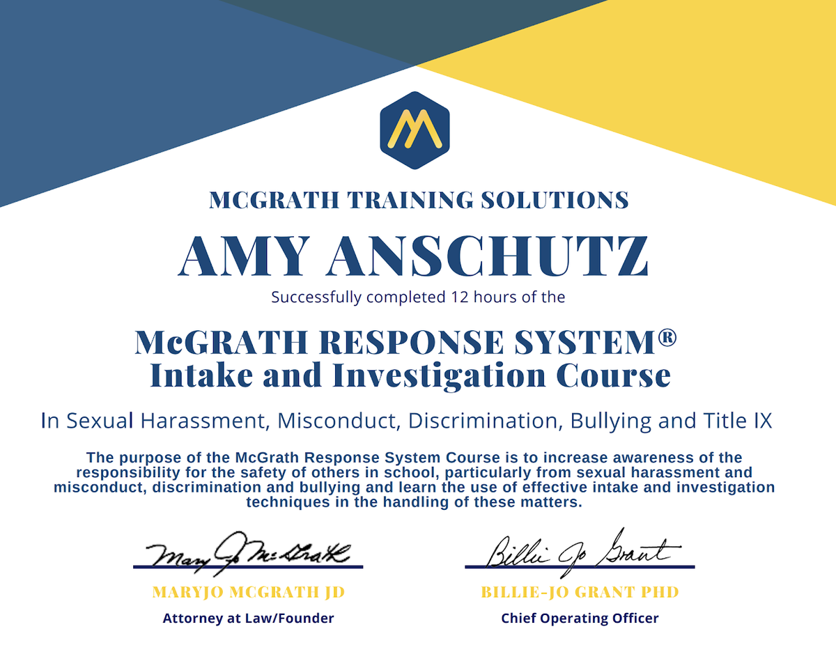   McGrath Intake and Investigation Certificate