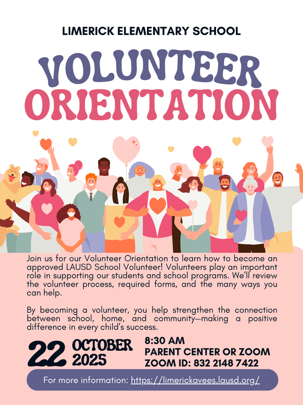 Volunteer Orientation flyer with people in English