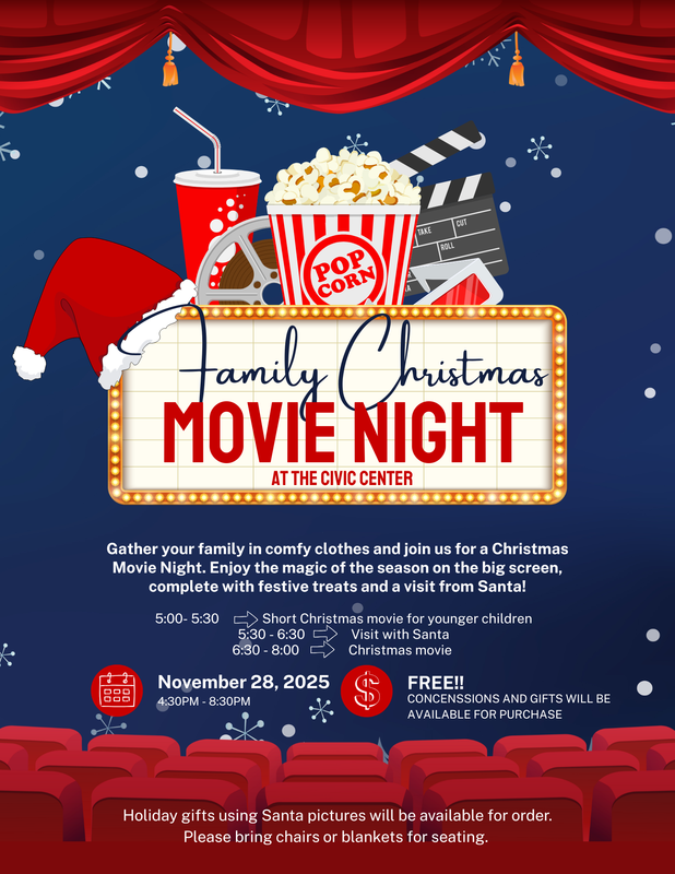 Flyer for family movie night on 11/28