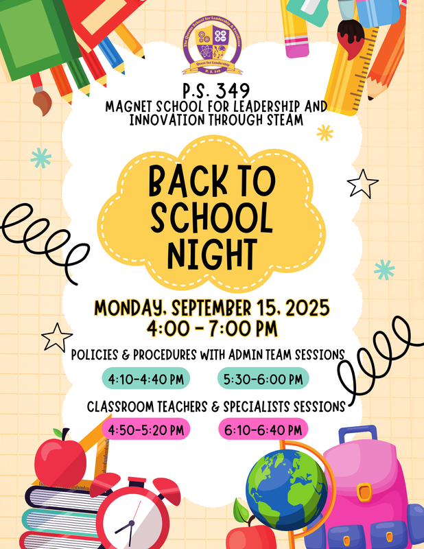 Back to School Night on Monday, September 15