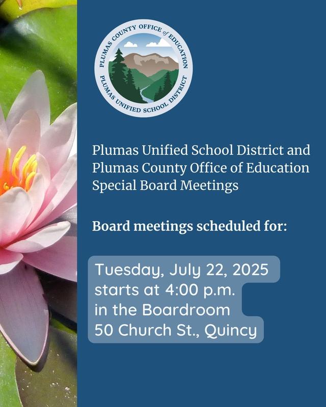 PCOE and PUSD special board meetings agendas 7/22/25 notice