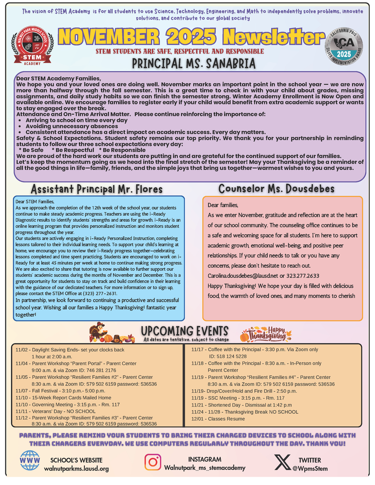 November's parents letter