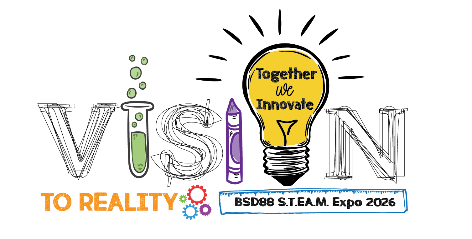 2026 STEAM Expo Logo Vision to Reality: Together We Innovate