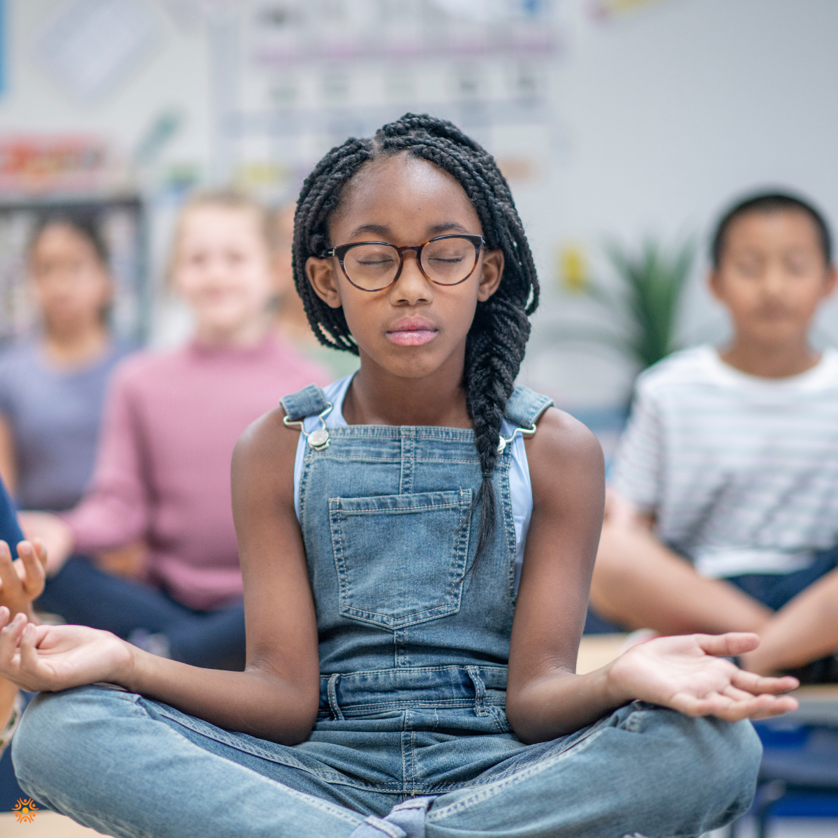 Student practicing mindfulness