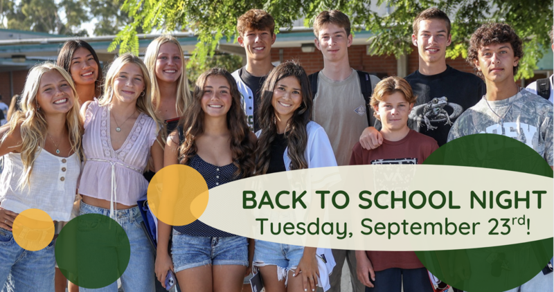 Back to School Night, Tuesday, Sept. 23, 6pm